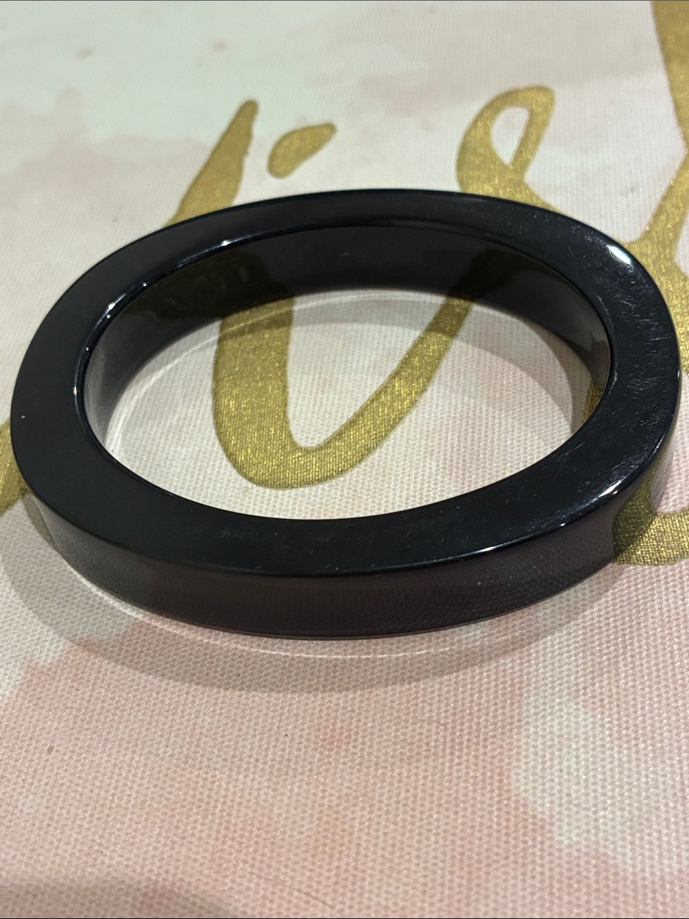 Black Oval Resin Bangle Bracelet